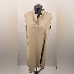 Lafayette New York Sleeveless Tan and Leather Dress with Grommet Details Size XL